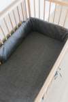 Charcoal Washed Cotton Cot Bumper - Cover & Inner