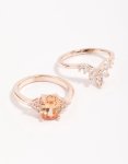 Rose Gold Arched Ring Pack - M l