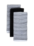 3 Pack Black And White Striped Dishcloths - 40X65CM Black
