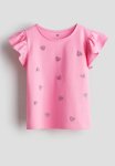 Flutter-sleeved Top - Pink Hearts