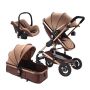 Baby Stroller 3 In 1 Newborn Baby Carriage Travel System - Chocolate