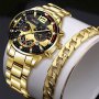 2pcs/set Men's Stainless Steel Quartz Watch & Bracelet Set