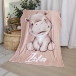 Personalised Fleece Blanket Beige Hippo