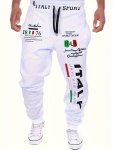 Men's Fashion Italian Print Design Joggers Spring fall Casual Streetwear Sweatpants Long Pants Comfort Fit