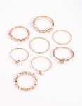 Goldair Gold & Diamante Chain Ring Pack - M l