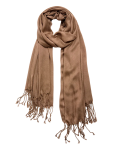 Brown Tassel Scarf - One Size Natural