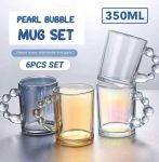 Zs - 6 Pcs Pearl Bubble Mug Set - Rainbow
