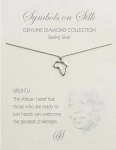 Sterling Silver Africa Pendant With Diamond - Grey Silk Cord