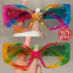 2PCS Women's New Large Frame Fashion Glasses Trendy Color Block Glasses Minimalist Style