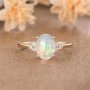 Delicate Fire White Opal Golden Color Ring Jewelry Gift Size 5 - 11