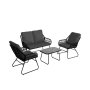 4-PIECE Minhaj Rattan Patio Furniture Set ? Modern All-weather Outdoor Conversation Set With Loveseat 2 Chairs Cushions And Glass-top Metal Table.