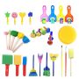 Sponge Paint Brushes Tools Set For Kids Toddlers Art Supplies - 30 Pieces