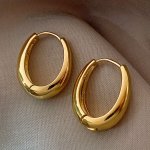 1 Pair Elegant U-shape Gold-plated Hoop Earrings Hip Hop Punk Style Fashion Jewelry For Girls Party Accessories Perfect Gift For