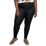 Plus Size Basic Denim Knit Leggings - Black