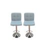 Grey Faux Leather High Back Barstools With Gear Lift And Swivel Function-set Of 2