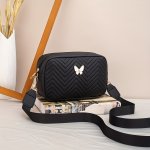 Chic Butterfly Embossed Crossbody Bag For Women - Versatile Solid Color Adjustable Strap Lightweight Faux Leather With Polyester