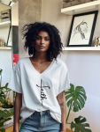 Faith Oversized Tee - White - Large