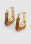 Marble Square Chunky Hoop Earrings - Gold