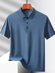 Men's Solid Seamless Short Sleeve Button Up Lapel Shirt Lightweight Business Casual Style Breathable Short Sleeve Top Solid Colo