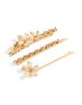 Goldair Gold Mix Champagne Toned Diamante Flower Clips 3-PACK