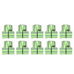 Vest Reflective Fluorescent Lime Large Zip/pocket 10 Pack