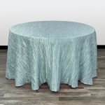 Your Chair Covers - 120 Inch Round Crinkle Taffeta Tablecloth - Dusty Blue Crushed Shiny Dining Table Cloth For Wedding Party Bi