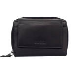 Bossi Salinga Leather Medium Purse Zip Around Calf Nappa - Black