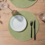 Round Woven Paper Cotton Placemat Sage