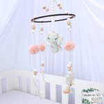Cot Mobile Elephant And Pink Pom Poms