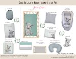 Cot Duvet Bedding Duck Egg Grey Monochrome Rhino Set