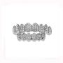Hip Hop Rapper Clip-on Iced Teeth Grillz In Shiny Silver Plated Finish