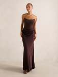 Isra Drape Strapless Maxi Dress - 18 Dark Chocolate