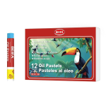 Compact Oil Pastel Set 12 Vibrant Colours 6CM Each