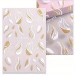 3D French Line Nail Art Stickers - Self-adhesive Plastic Nail Decals With Golden Silver Glitter Stripes Shimmery Embroidered Irr