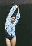 Frill-trimmed Cr Pe Blouse - Blue