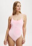 Cotton On Thin Strap Low Scoop One Piece Cheeky - Malibu Pink Velvet