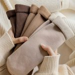 5 Pairs Plush Lined Socks Comfy & Warm Mid Tube Socks Women's Stockings & Hosiery