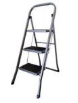 Folding 3 Step Ladder Silver With Black Accents- Hold Up To 150 Kg Weight Durable And Versatile Crafted With Premium Steel Ensur