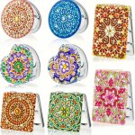 1 Diy Diamond Craft Kit New Year Gift Christmas Holiday Gift Mandala Flower Beautiful Floral Makeup Small Mirror Round Square He