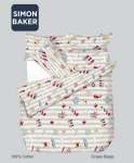 Simon Baker Ocean Beige Cotton Printed Duvet Cover Set Various Size - Beige Double Std 200CM X 200CM + 2PILLOWCASE 45CM X 70CM