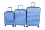 Smte Baby Blue Abs Luggage SET-3-PIECE With Spinner Wheels & Telescoping Handles With Keychain