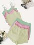 3sets Two-Piece Lounge Outfits 3 Cami Tops + 3 Elastic Shorts Women's Clothing