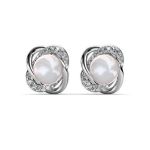 DESTINY Pearl Flower Earrings With Swarovski Crystals