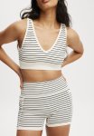Cotton On Seamless Pocket Shortie Short-black coconut Milk Stripe