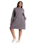 Plus Size Casual Sweater Dress - Charcoal