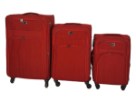 Smte-trolley 3 Piece Travel Luggage Spinner -fabric Red With Keychain