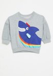 PoP Candy Shark Applique Sweat Top-grey