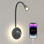 Book Lights For Reading At Night LED Wall Mounted Reading Light Flexible Gooseneck Wall Lamps For Bedroom Plug In Wall Lights Wi