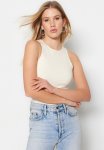 Halter Neck Fitted Knit Undershirt - Stone