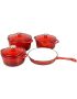 7 Piece Cast Iron Dutch Oven Cookware Pot & Stout Pan Set Red